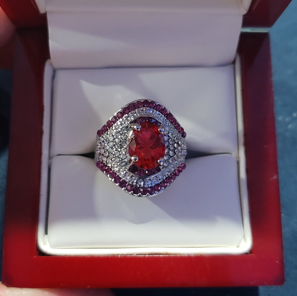 Large Ruby 925 Silver Ring. New
